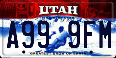 UT license plate A999FM