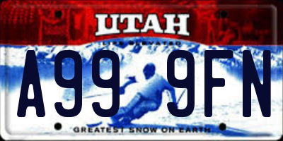 UT license plate A999FN