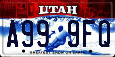 UT license plate A999FQ