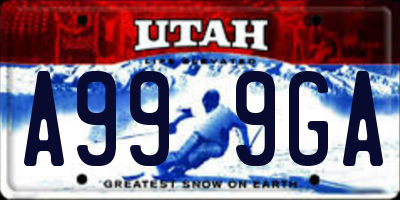 UT license plate A999GA