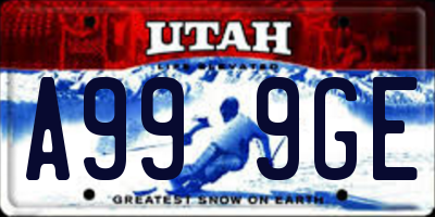 UT license plate A999GE