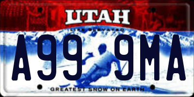 UT license plate A999MA