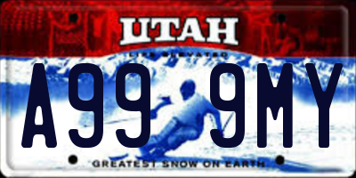 UT license plate A999MY