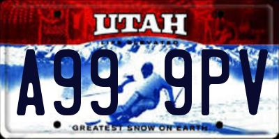 UT license plate A999PV