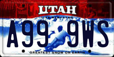 UT license plate A999WS