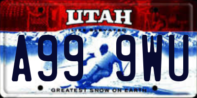 UT license plate A999WU