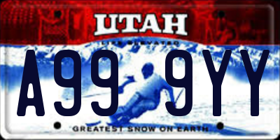UT license plate A999YY