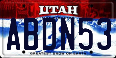 UT license plate ABDN53