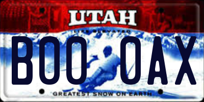 UT license plate B000AX