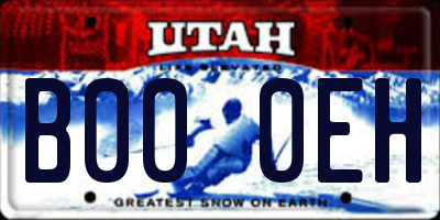 UT license plate B000EH