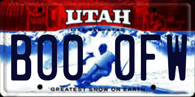 UT license plate B000FW