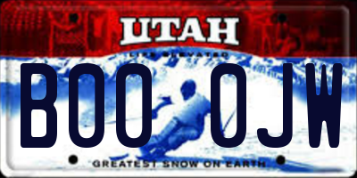 UT license plate B000JW