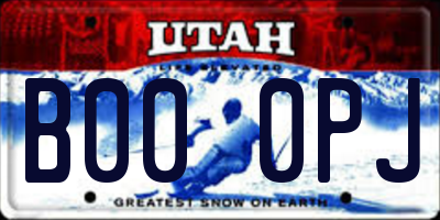 UT license plate B000PJ