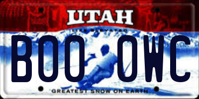 UT license plate B000WC