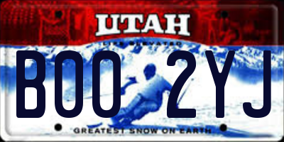 UT license plate B002YJ