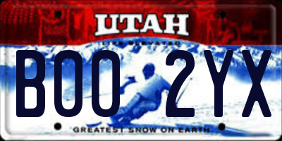 UT license plate B002YX