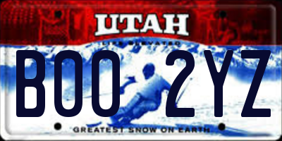 UT license plate B002YZ