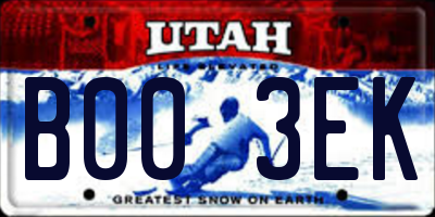 UT license plate B003EK