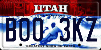UT license plate B003KZ