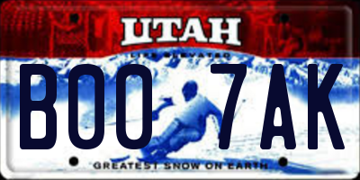 UT license plate B007AK