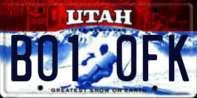 UT license plate B010FK