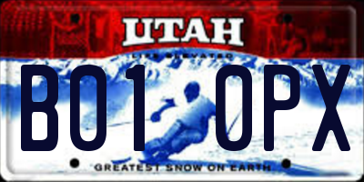 UT license plate B010PX