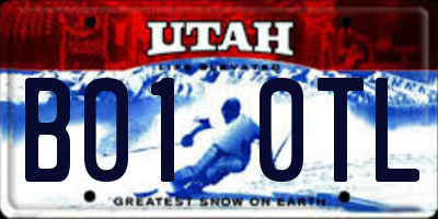 UT license plate B010TL