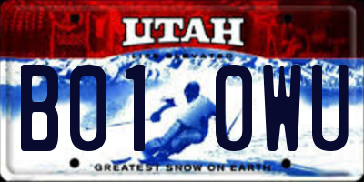 UT license plate B010WU