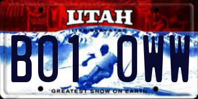 UT license plate B010WW