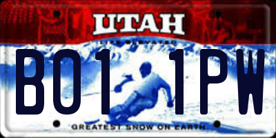 UT license plate B011PW