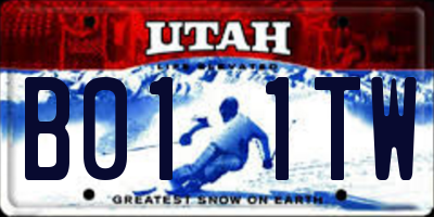 UT license plate B011TW