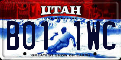 UT license plate B011WC