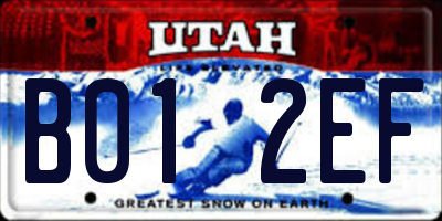 UT license plate B012EF