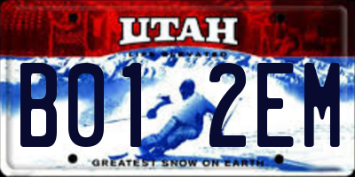 UT license plate B012EM