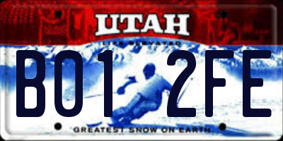 UT license plate B012FE