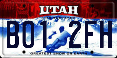 UT license plate B012FH