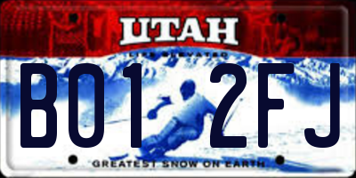 UT license plate B012FJ