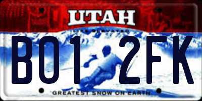 UT license plate B012FK