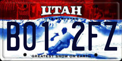UT license plate B012FZ