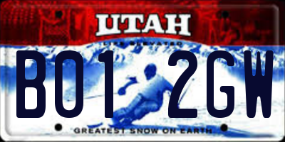 UT license plate B012GW