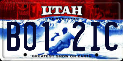 UT license plate B012IC