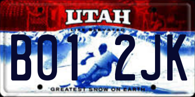 UT license plate B012JK