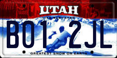 UT license plate B012JL