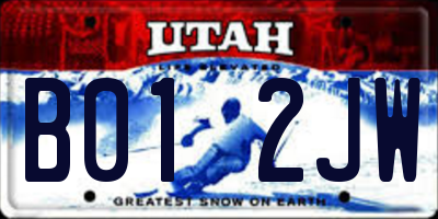 UT license plate B012JW