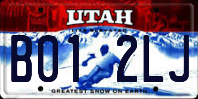 UT license plate B012LJ