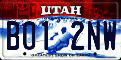 UT license plate B012NW