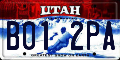 UT license plate B012PA