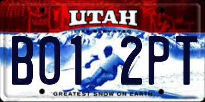 UT license plate B012PT