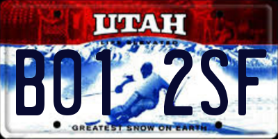 UT license plate B012SF