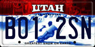UT license plate B012SN